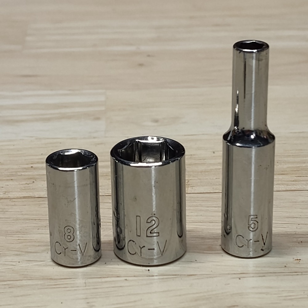 Lot of three Expert Sockets two 1/4 Inch drive and one 3/8 drive